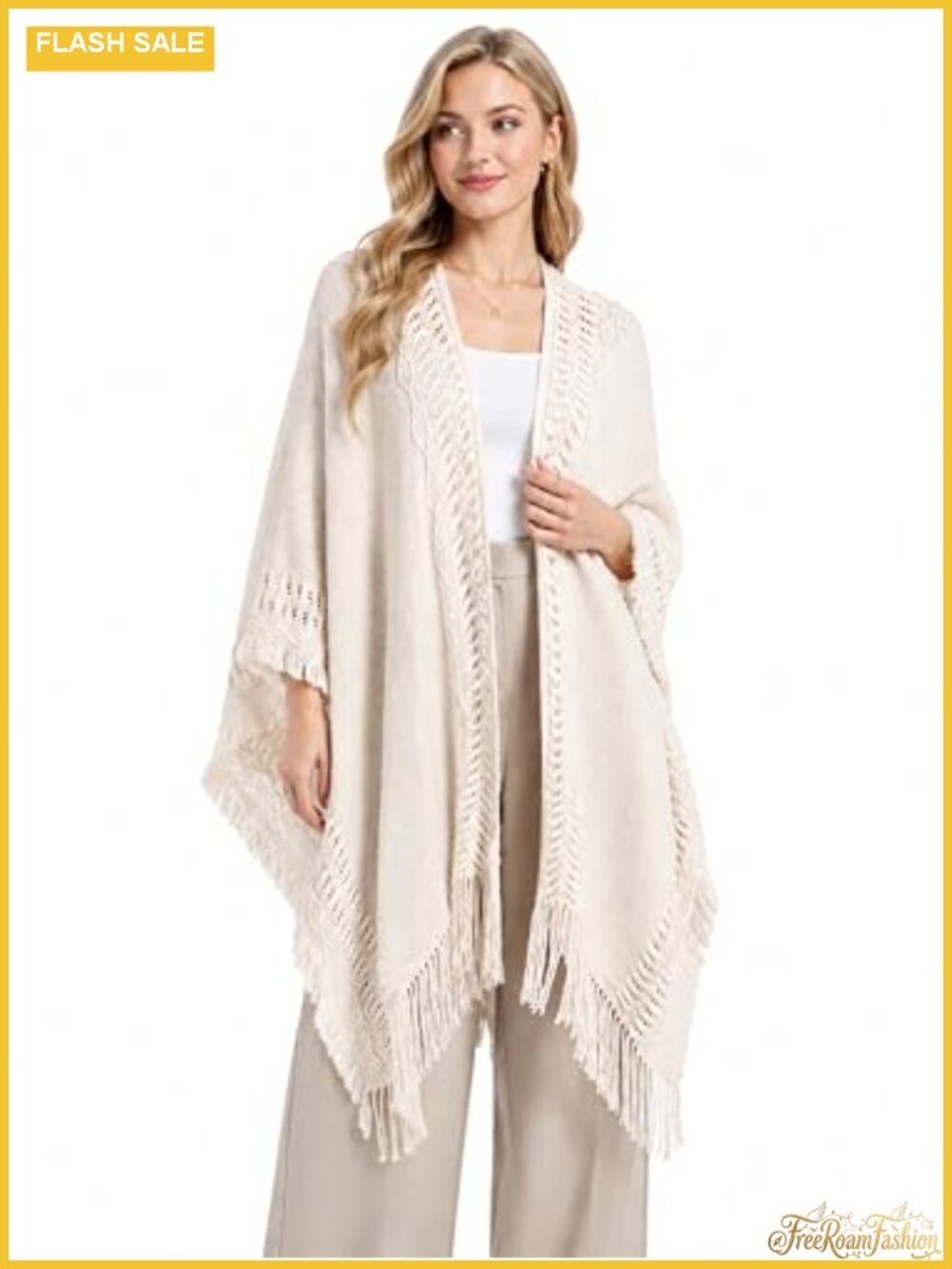 Oversized Crochet Poncho Cardigan Wrap